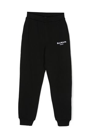 Pantaloni sportivi in cotone nero BALMAIN PARIS KIDS | BT6R60Z0114930BC